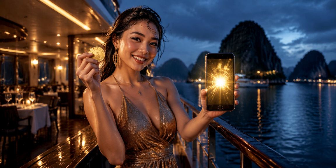 Khung cảnh vịnh Hạ Long với người dùng trải nghiệm cashback và bonus trực tuyến