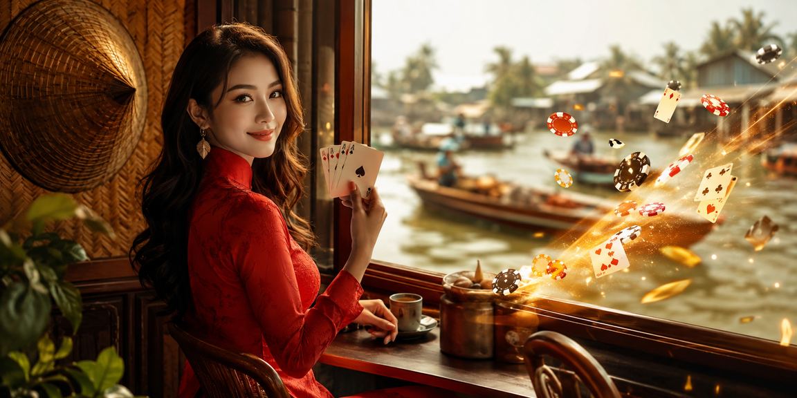 Khung cảnh trẻ trung vui tươi khi chơi game bài với áo dài truyền thống tại Đồng bằng sông Cửu Long